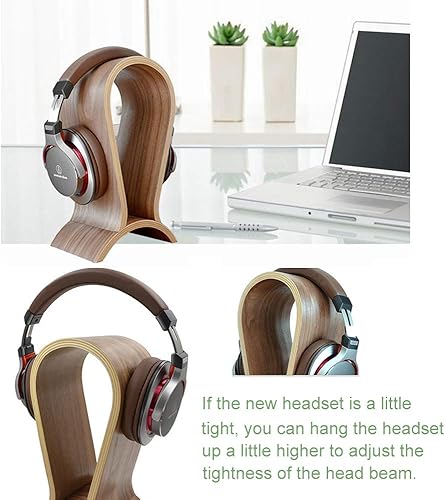 Miniatura 8 de Soporte de auriculares de madera, soporte para auriculares para escritorio, soporte de auriculares para juegos de nogal compatible con Sennheiser,