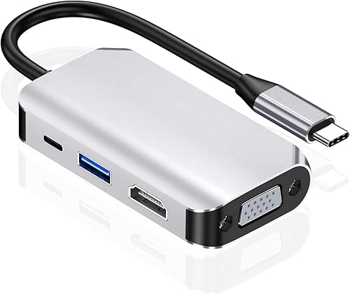 Miniatura 6 de Hub adaptador USB C, 4 en 1 USB tipo C a HDMI 4K, VGA, USB 3.0 y USB-C PD multipuerto compatible con dispositivos MacBook Series, Chromebook,