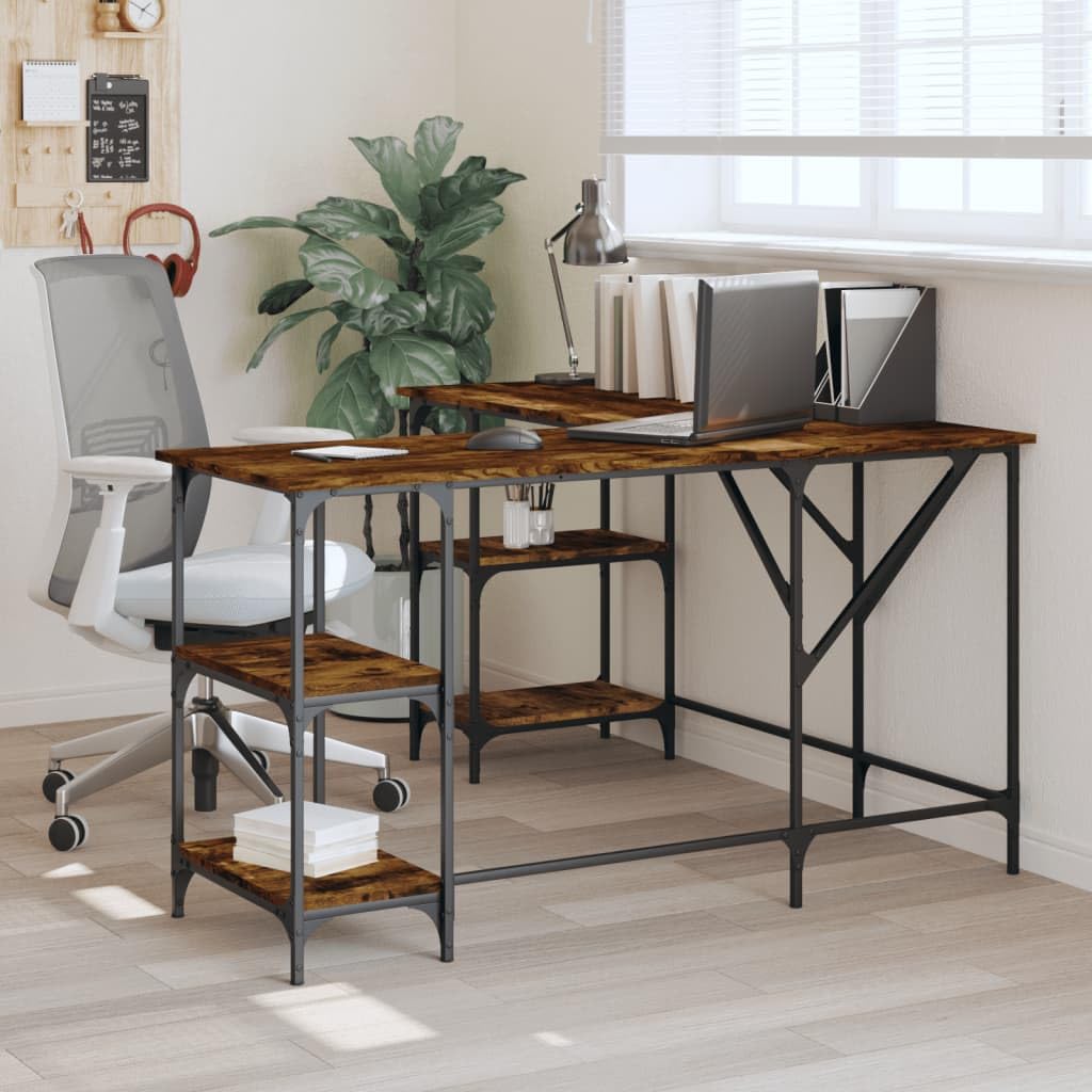 Homgoday Scrivania ad angolo, scrivania per computer, ufficio, PC, tavolo da lavoro, tavolo per studio, casa, ufficio, incenso, 139 x 139 x 75 cm, materiale in legno