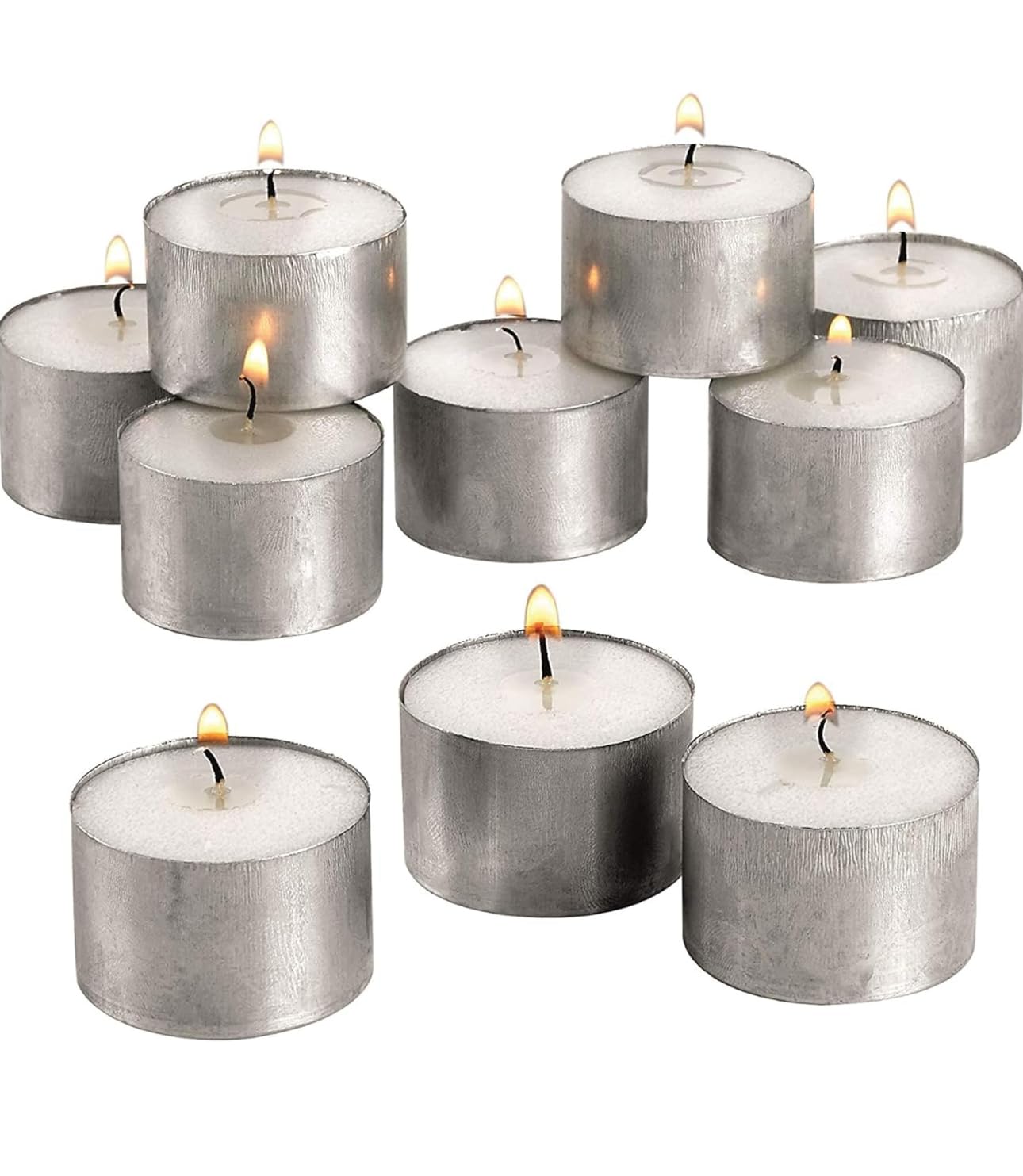 ZYBUX - Tea Lights Unscented Candles Pack with Metal Cups up to 8-Burning Hours White Candles for Indoor and Outdoor Used for Decorations, 3.7Cm x 2 cm - 20g (Pack of 200)