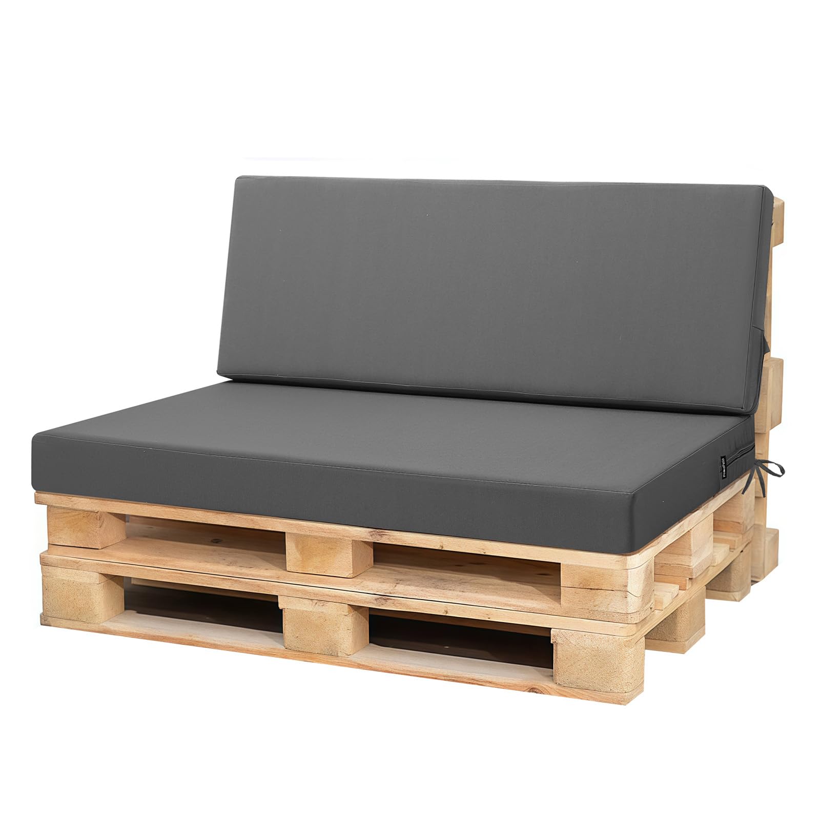 Palettenkissen Outdoor 2er Set für Terrassenmöbel, Auflagen, Kissen & Polster, Wasserdicht und Farbecht, Ersatz für Palettensofa, Sitzkissen für Europaletten, Hof, Garten, Terrasse, Grau