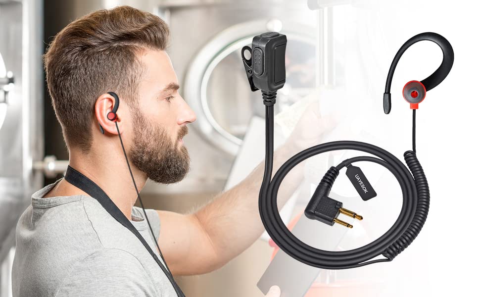 UAYESOK Funkgeräte Headset G Form Walkie Talkie Ohrhörer Radio Kopfhörer mit PTT Mikrofon für Motorola 2 Pin CP040 DP1400 GP300 XT420 XT460 Hytera PD405 PD505 Midland G15 G18 Security Funk Zubehör
