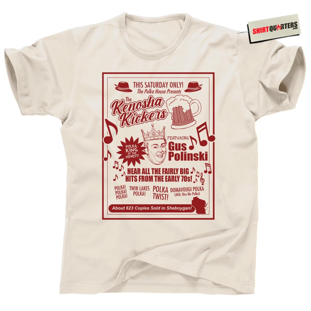 Gus Polinski Polka King T-Shirt – John Candy Kenosha Kickers Concert Tour Tee | Vintage 90s Holiday Movie Fan Shirt | Soft Cotton Unisex Retro Crew Neck (S, 90s Vintage Cotton)