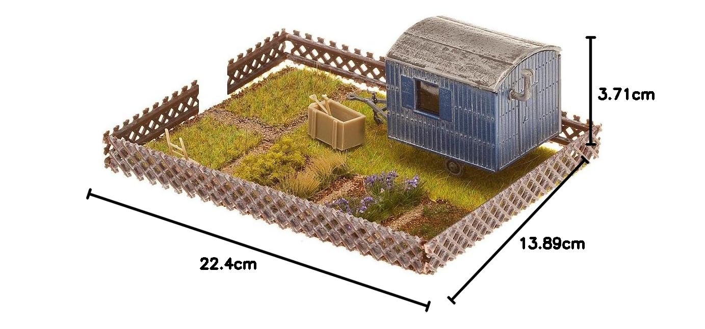 Faller FA180490 - Schrebergarten mit Bauwagen, 13.9 x 3.7 x 22.4 cm, Blau
