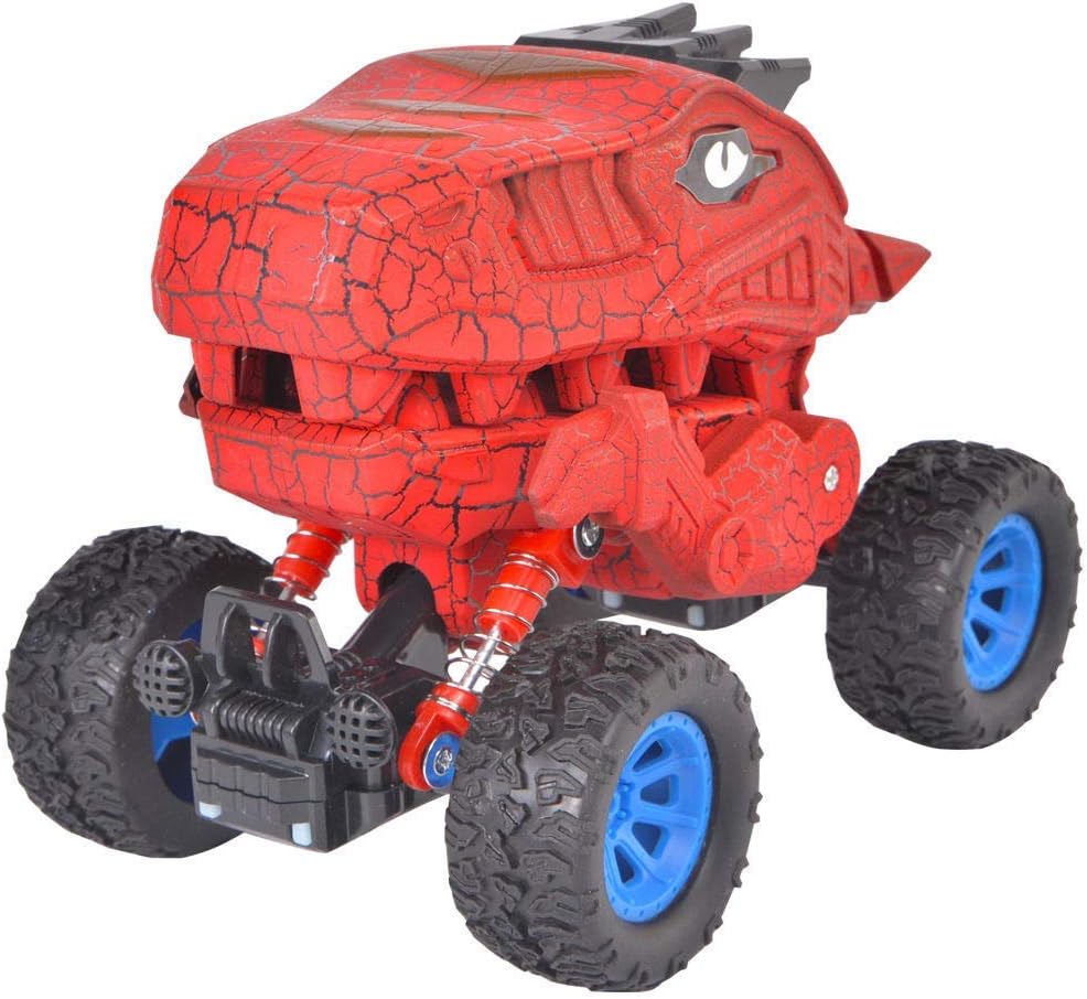 Dinosaur Monster Truck Toys,Graffiti Die-cast Pull Back Car Toys with Spring & Big Rubber Tires,Toddler Kids Vehicle for Aged 3 and Above Boys & Girls Gift (Red)