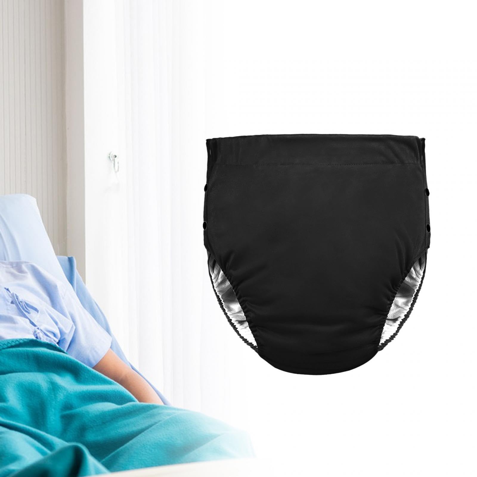 Amagogo Pannolini di stoffa per adulti, Copripannolini lavabili Lato con fibbia regolabile per Biancheria intima per incontinenza durevole per donne anziane, nero