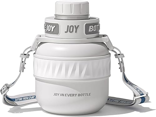 BOTTLE JOY Botella de agua de acero inoxidable tapa a prueba de fugas, sorbo perfecto, doble aislamiento, ecológica, apta para lavavajillas y correa