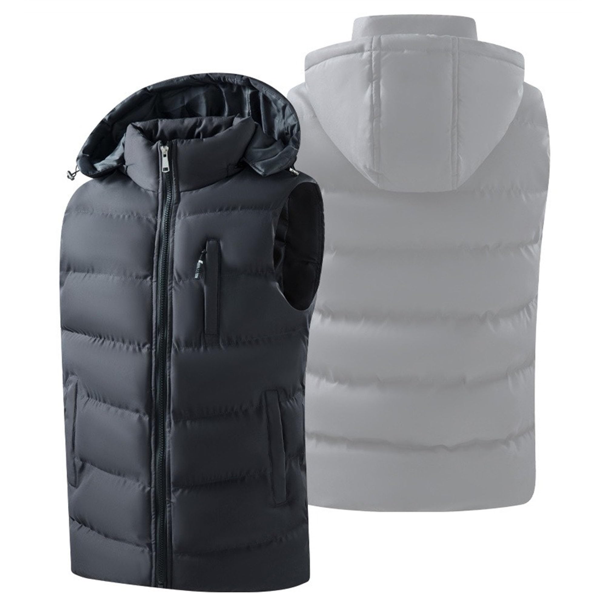 JEShifangjiusu Gilet invernale da uomo con cappuccio giacca senza maniche con cerniera Puffer Vest per gli uomini All'aperto Stand Collar Down Vest Coat