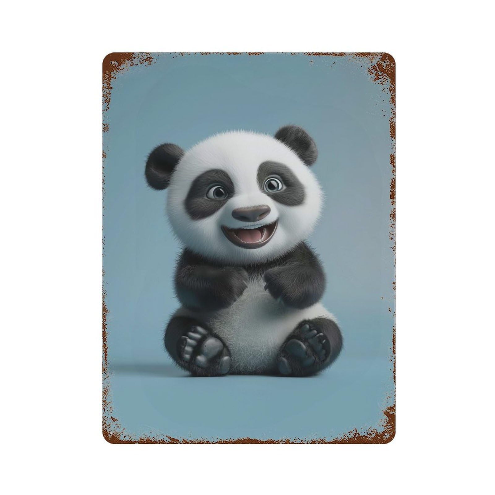 Garage Style Cherubic Panda Cub A Beacon of Joy for Kids Room Rustic Tin Plaque 15.7"x11.8", Classic Wall Plaque for Bar And Workshop