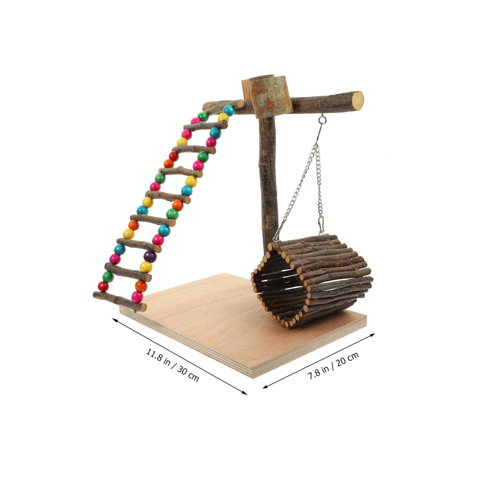 Abaodam Papageien Spielplatz Holz 1 Satz mit Verschleißfestem Kauspielzeug und Dekorativer Tisch Vogelstange für Papagei und Andere Haustier Vögel zur Desktop Dekoration