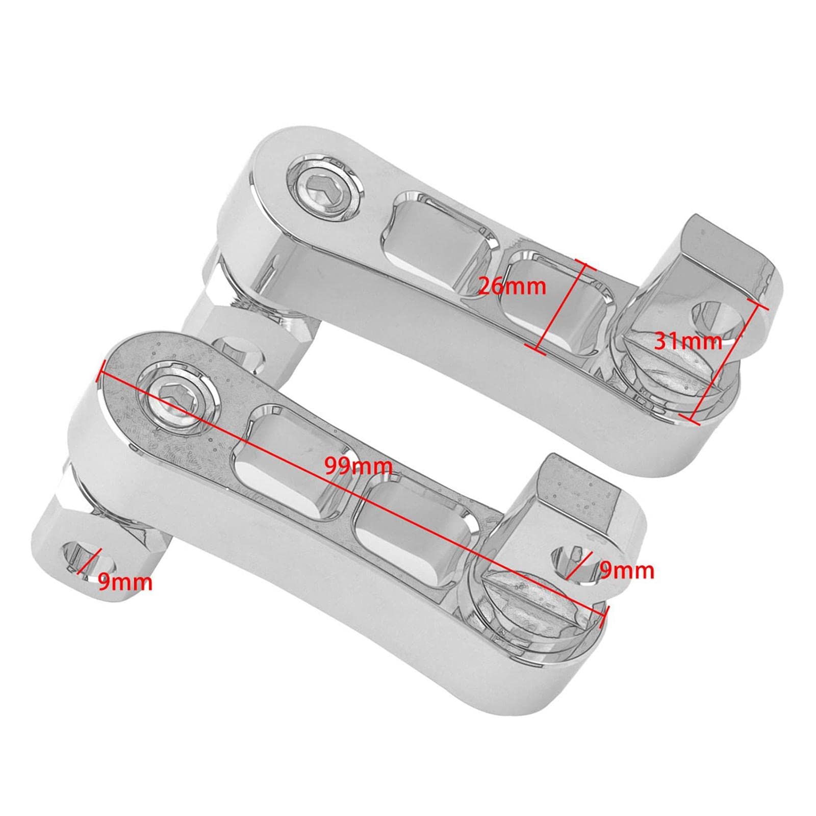 Oshhni 2 Stück Motorrad Fußrasten Ersatz Halterungen Verlängerungen Fußstützen Kit Aluminium Funktion mit Befestigungsteilen für Fahrgäste Motorradpflege Rep, Schwarz und Silber