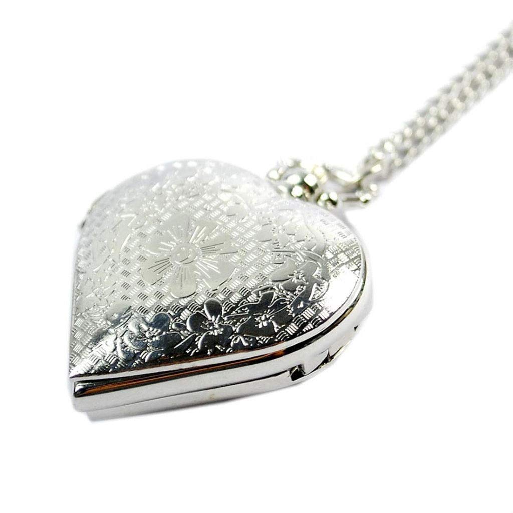 Desconocido Reloj de Bolsillo, Estilo Vintage Reloj de Bolsillo de Plata Hueca Hombres y Mujeres Grabado Creativo Reloj de Bolsillo de Trabajo Simple