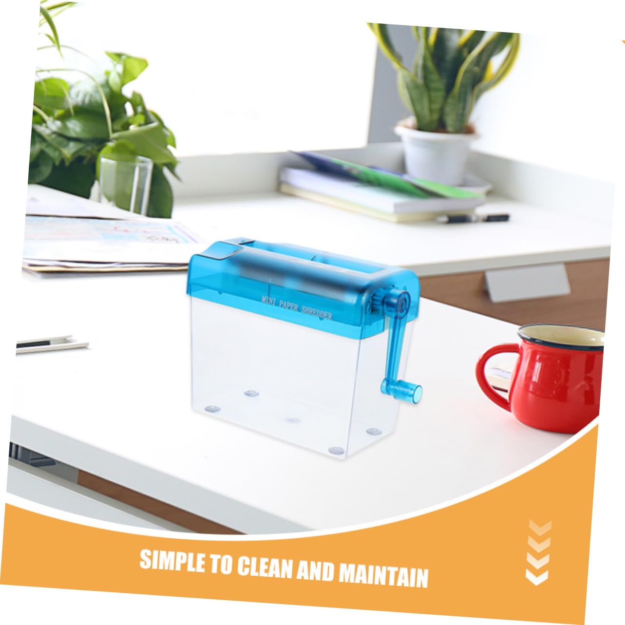 2 Pezzi Mini Distruggi Documenti Manuale Taglierina Carta Portatile per Casa e Ufficio Trituratore Manuale Sicuro per Documenti Sensibili Compatto per Scrivania