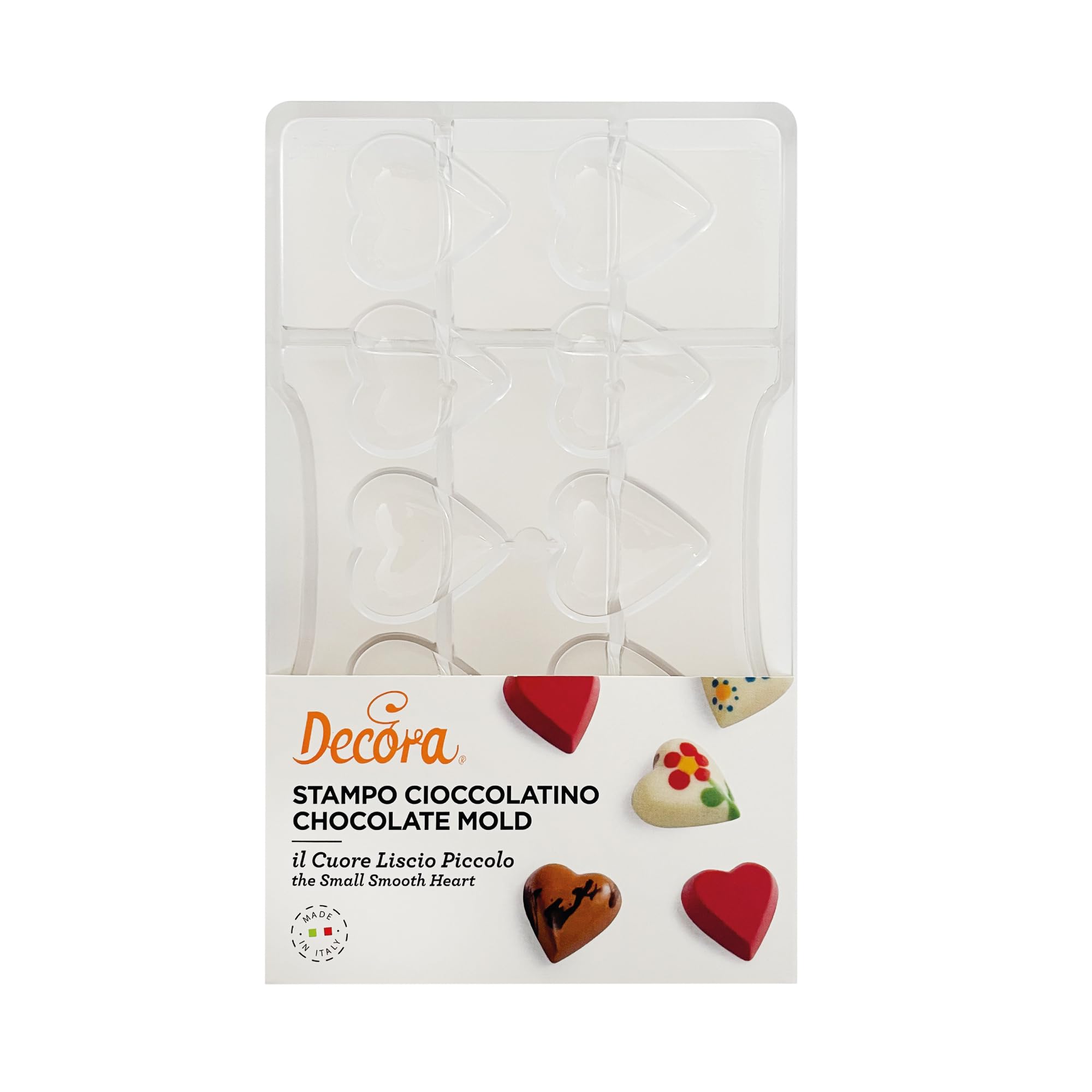 Decora 0050075 Stampo Cuore con 10 Cavità, Policarbonato, Trasparente, 32.5 x 35 mm