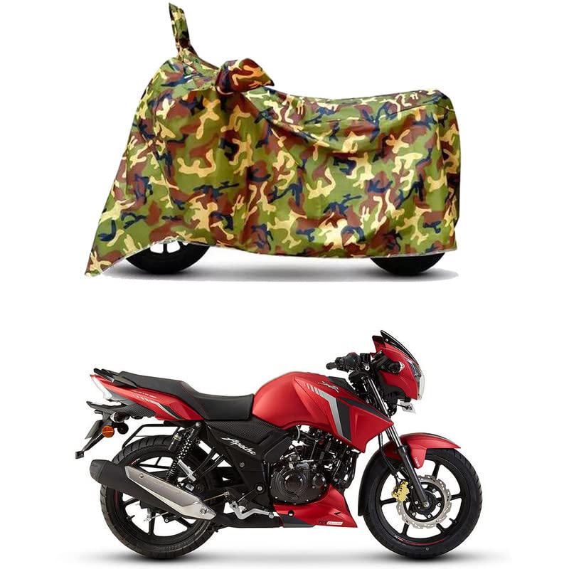 Image of Waterproof 100% PVC Coated Bike Scooty Two Wheeler Body Cover Compatible for TVS Apache RTR 160 /UV-Rays /Heat Protection /Birds Dropping /Scratchproof /Dust Proof /All Varient[6X6 Jungle Print]