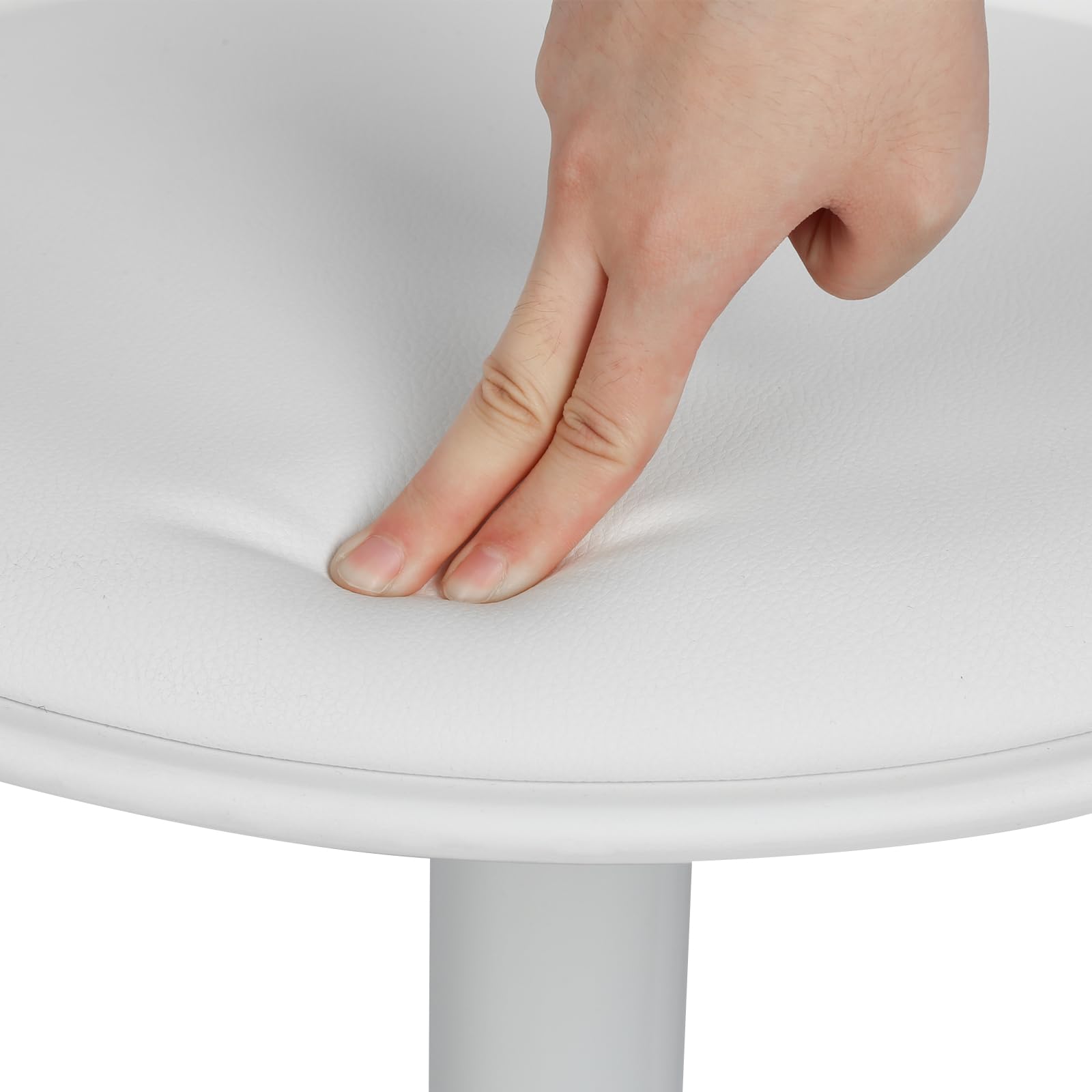 Tabouret Bar Lot de 2 Chaise de Bar Tabouret de Comptoir avec Dossier, Tabouret de Bar en Cuir synthétique,Réglable en Hauteur, Pivotant à 360°,Hauteur d'Assise 55-75cm (Blanc- 2pcs)