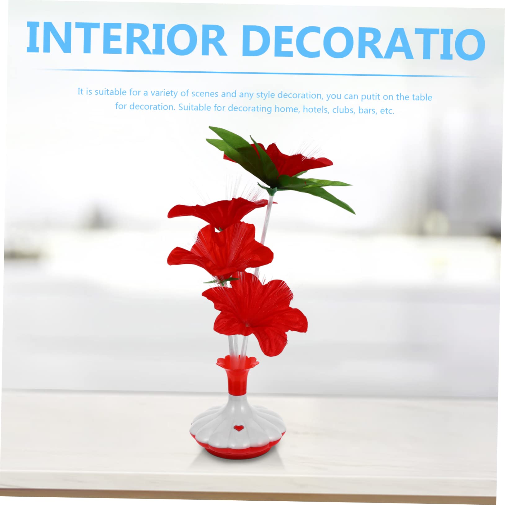 ABOOFAN Led Artificial Flower Vase Lights 4pcs Fiber Optic Centerpieces Warm Lighting Odorless Random Color