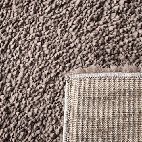 SAFAVIEH August Shag Collection Area Rug - 4' Square, Taupe, Solid Design, Non-Shedding & Easy Care, 1.2-inch Thick Ideal for High Traffic Areas in Living Room, Bedroom (AUG900R)