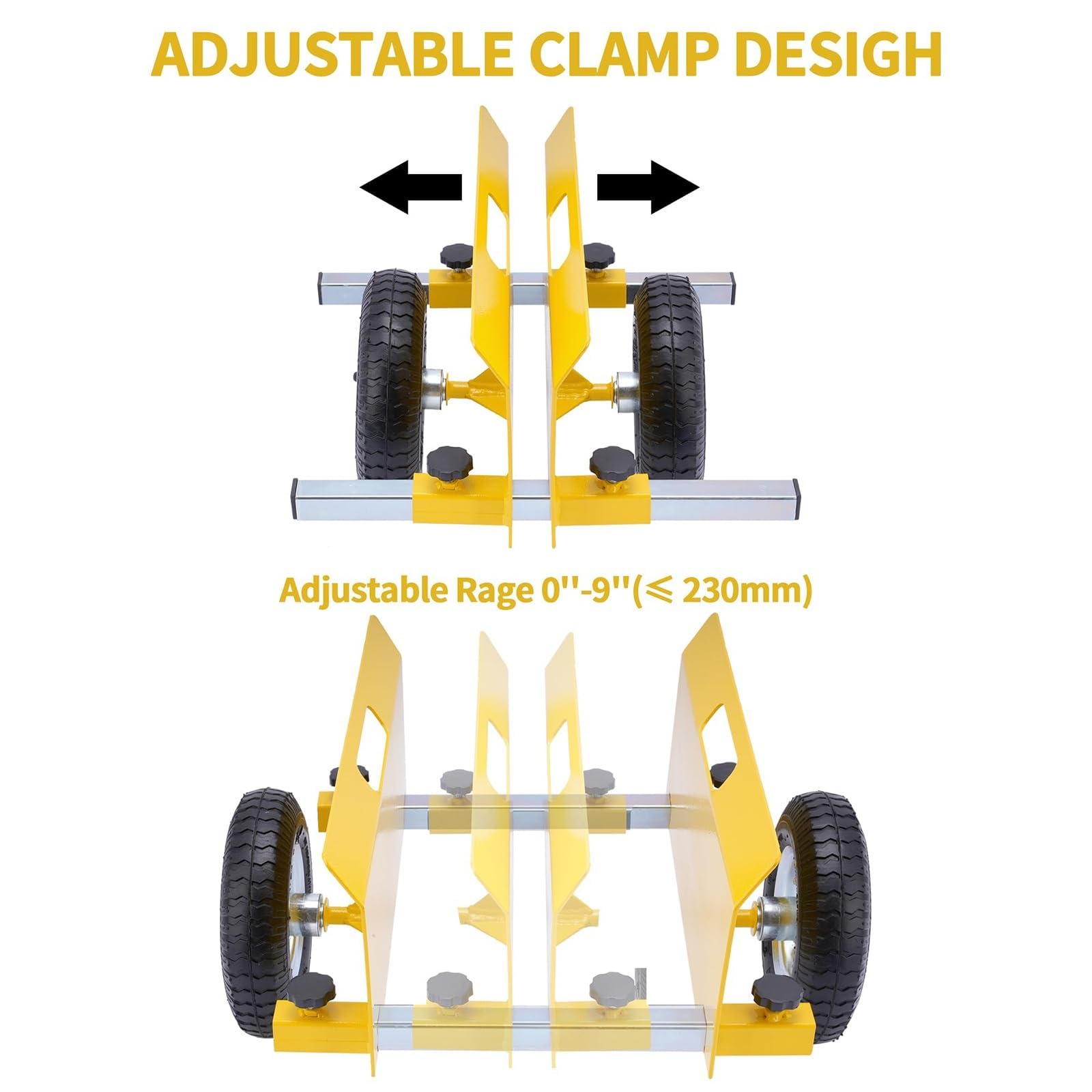 Carrello da trasporto a 2 ruote con ruote in gomma da 20,3 cm, design regolabile, supporta fino a 269,9 kg, per spostare lastre e lastre di cartongesso