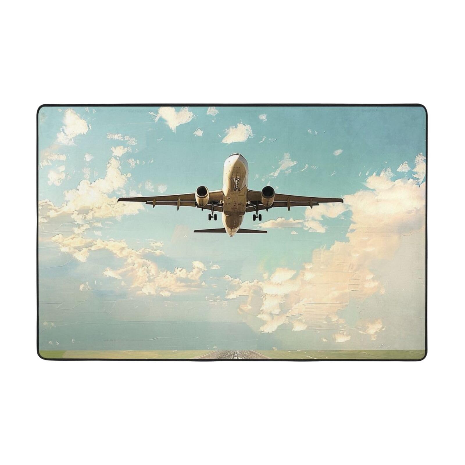 Tapis avion de Noël pour chambre d'enfant, grand tapis de sol antidérapant 183x122
