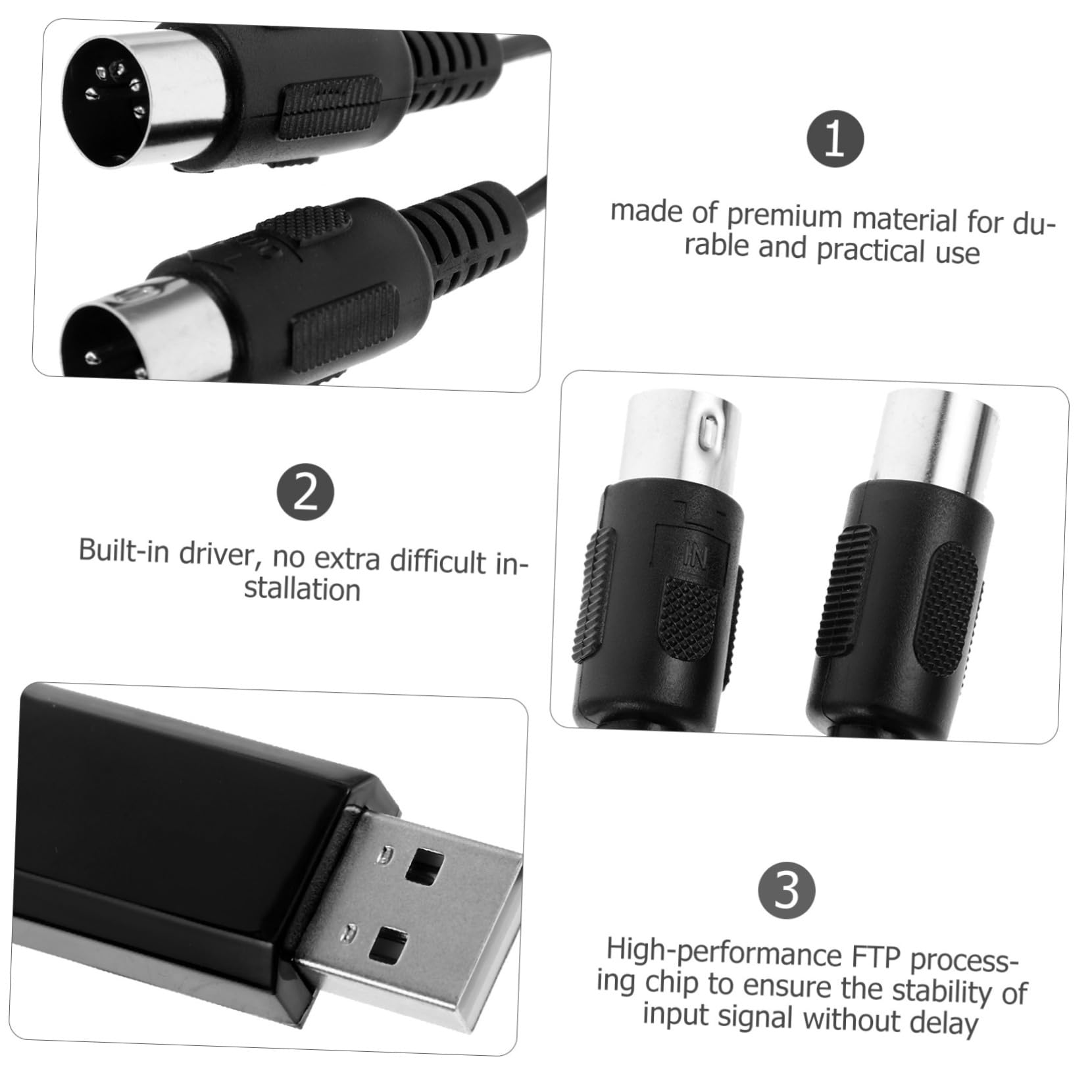BESTonZON Tastiera USB 2 Pz Convertitore Di Pianoforte Cavo Midi Usb Tastiera Del Pianoforte Elettrico Convertitore Cavo Usb Midi Minipc Pianoforte Midi Interfaccia Midi Piccolo Computer