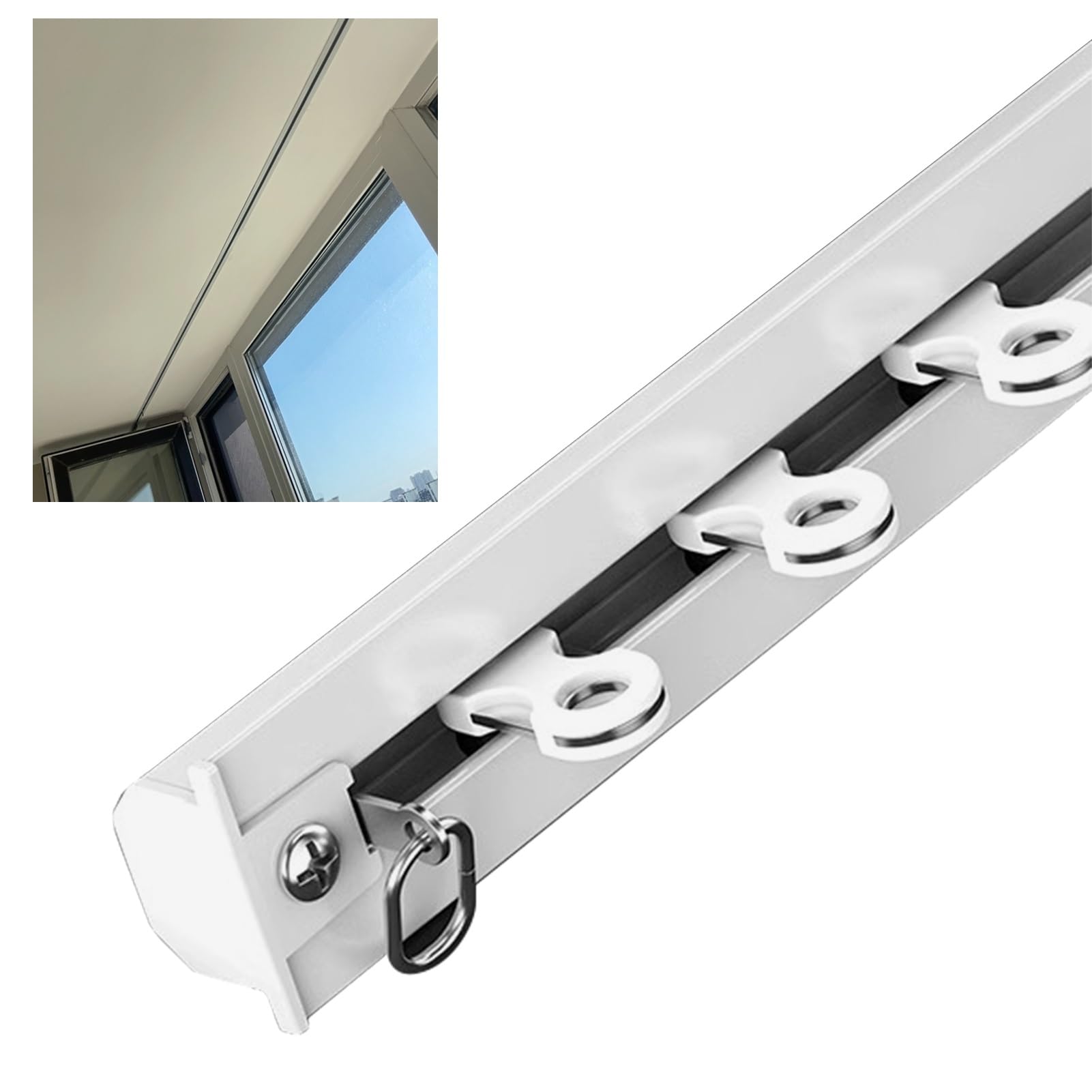 SFNIOKFG Built-in Ceiling Curtain Track, Embedded Invisible Curtain Pole Rail, Metal Curtain Rail with Stainless Steel Rollers, 1m to 8m Curtain Divider Bar (Size : 430cm/14.1ft)