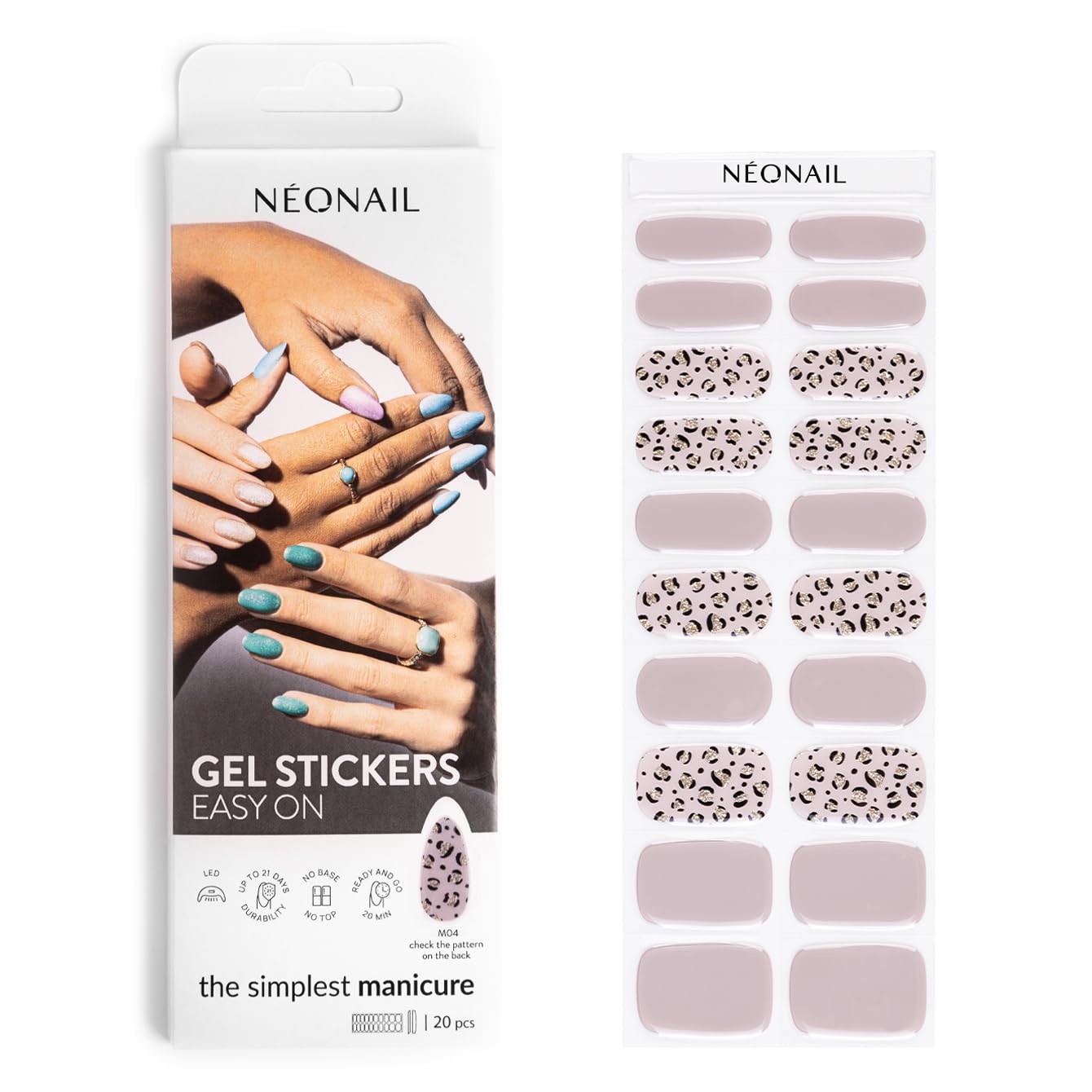 NEONAIL Gel UV Stickers Easy On M04 - Beige - 15 Modelos - Semicurado de Pegatinas - Uñas de gel pegatinas postizas - Nail Art Decoracion - Rapido para Arte de Uñas - Diseña tus uñas