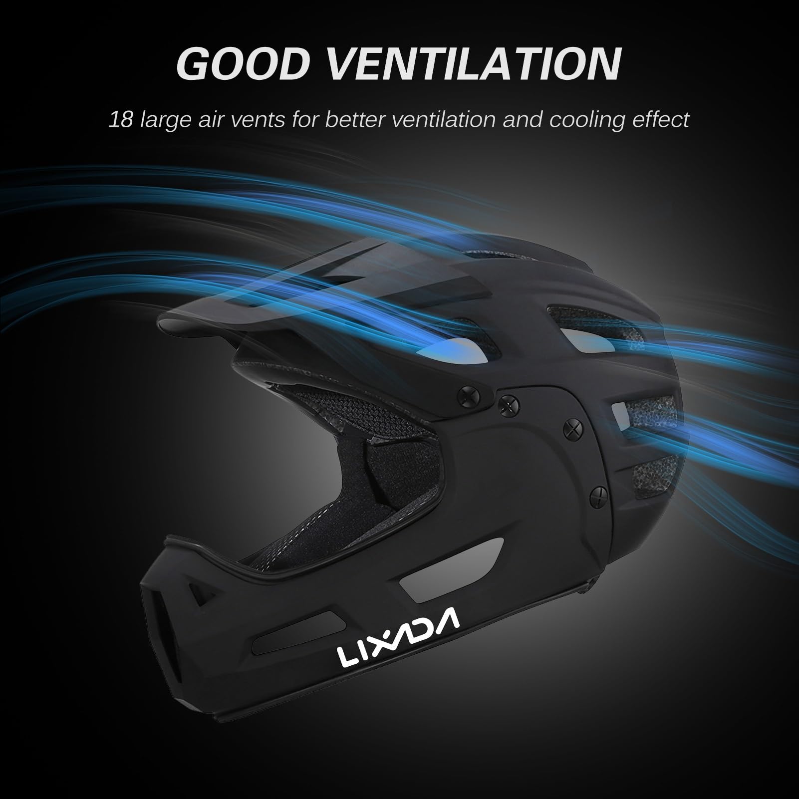 Lixada Casco de Ciclismo para Adultos, Casco Integral de Bicicleta con Mentonera Desmontable y Visera para Ciclismo de Montaña