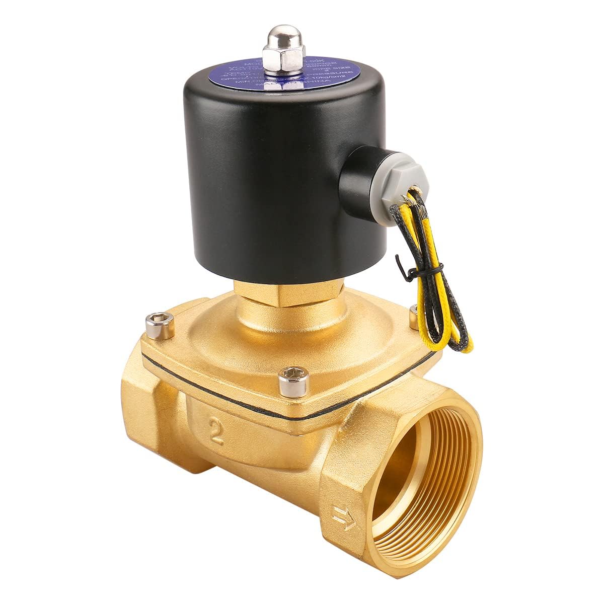 2-Inch Brass Solenoid Valve DC 12V - Normally Closed Water Air Oil Valve