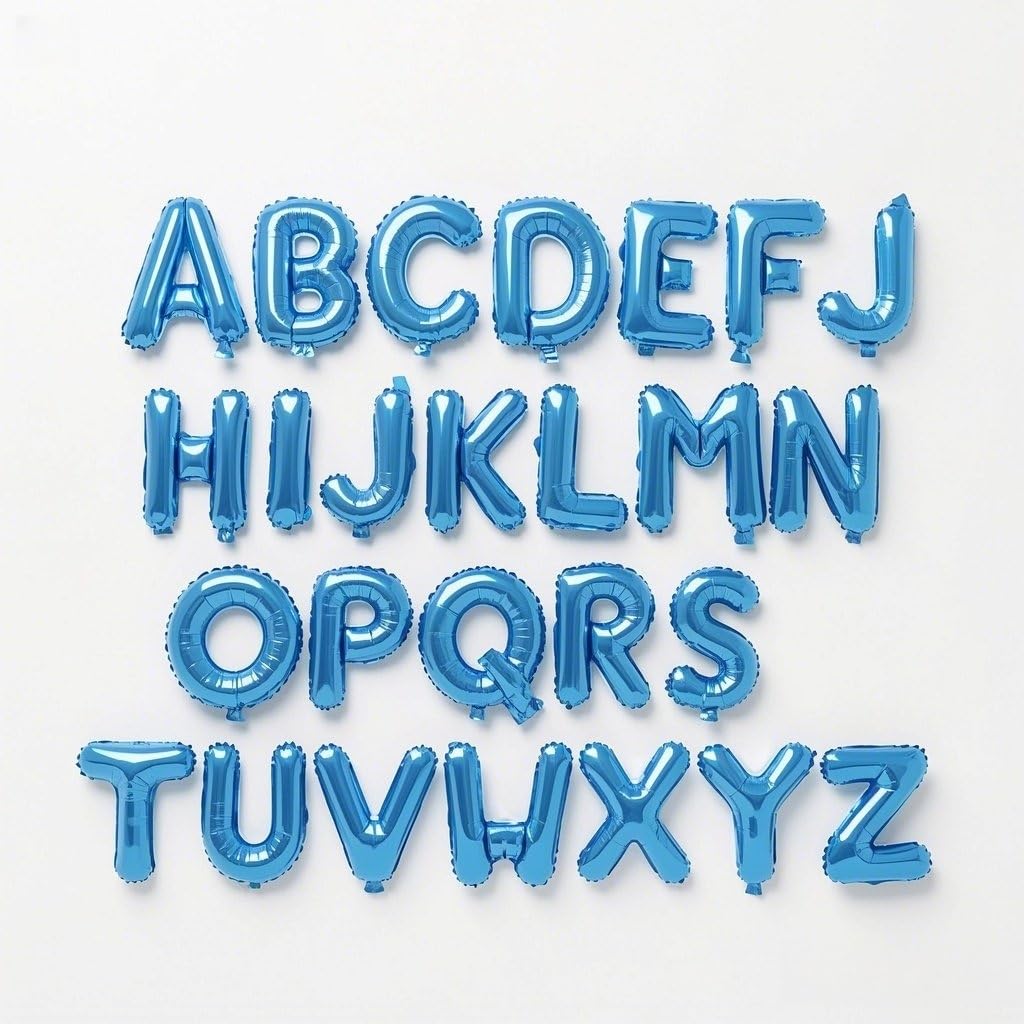 Elizakumi Blue Letter Balloons 26 Alphabet ABCDEFGHIJKLMNOPQRSTUVWXYZ DIY Balloon for Boy Girl Men Women Anniversary Birthday Name