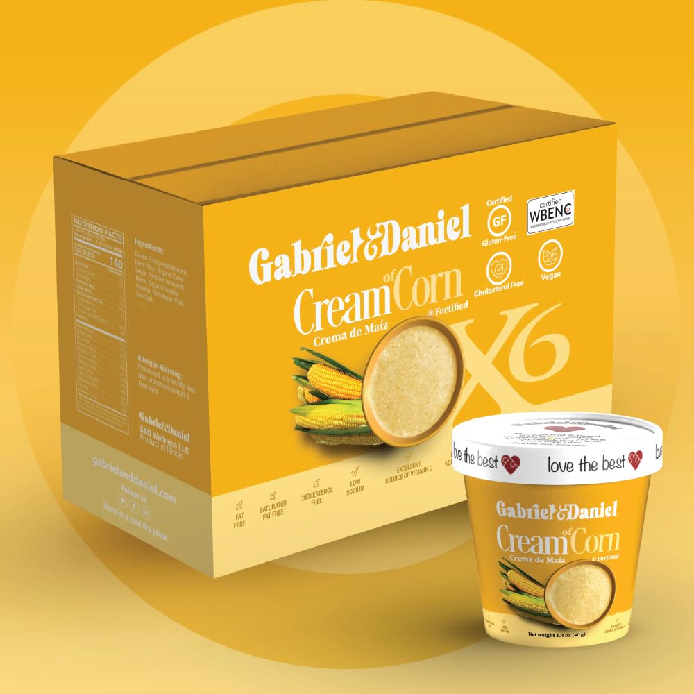 Gabriel & Daniel Crema instantánea de maíz sin gluten, sin gluten, cereales calientes, taza de microondas para llevar