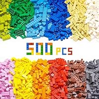 WYSWYG Building Bricks 500 Piece Block Set, Compatible with Construction Building Blocks for Kids up to 6 Years Old 8 Classic Colors, 16 Bulk Shape.
