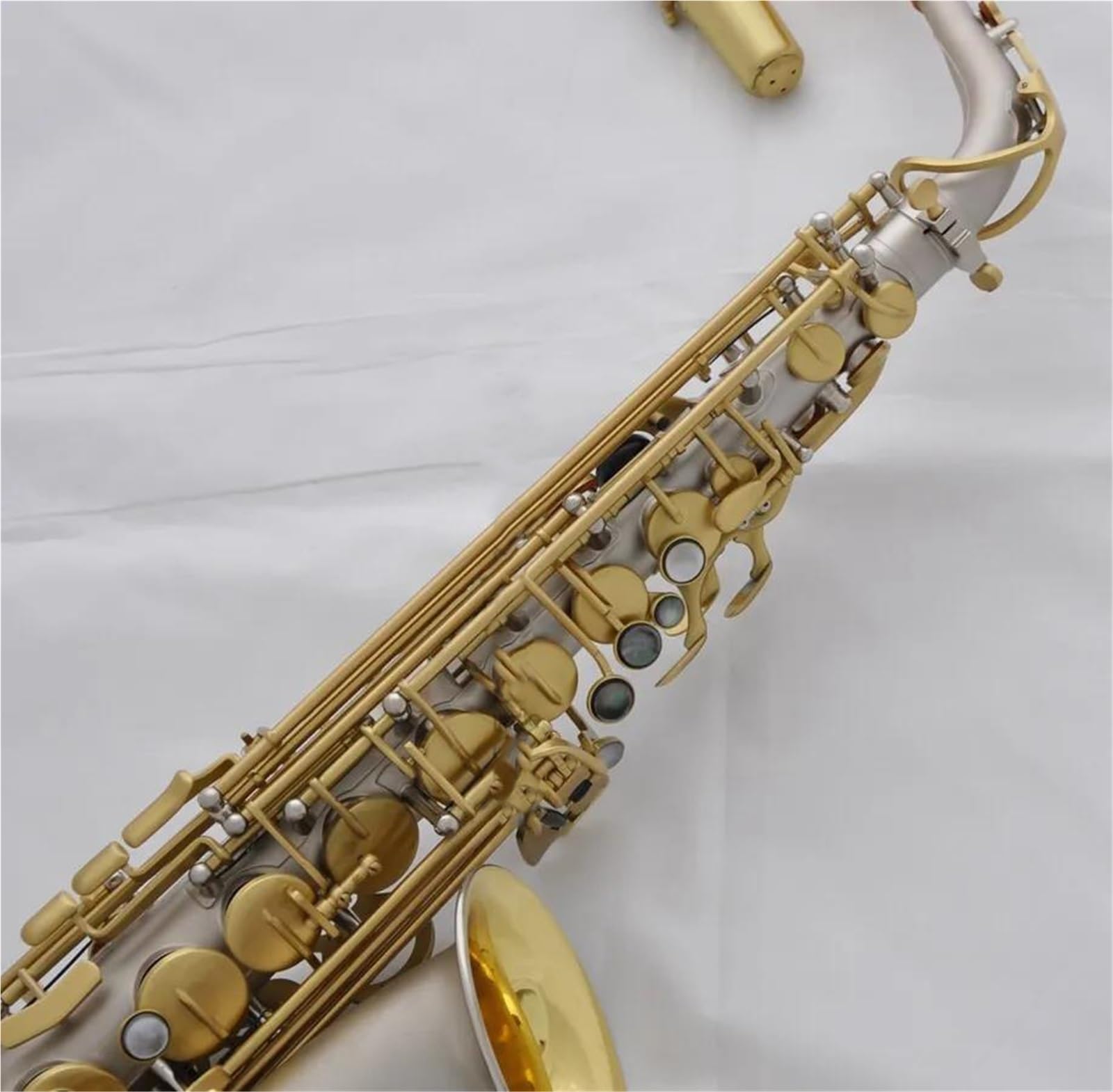Ancia Per Sassofono Contralto Svasata In Nichel Satinato Dorato Fa Acuto In Mi Bemolle In Metallo Kit Sassofono