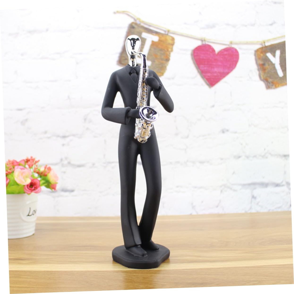 Figura de Personaje Musical de Resina Negra, Ligera y Moderna, Adorno Adecuado para Decoración del Hogar y Bar Estilo Sencillo y Elegante