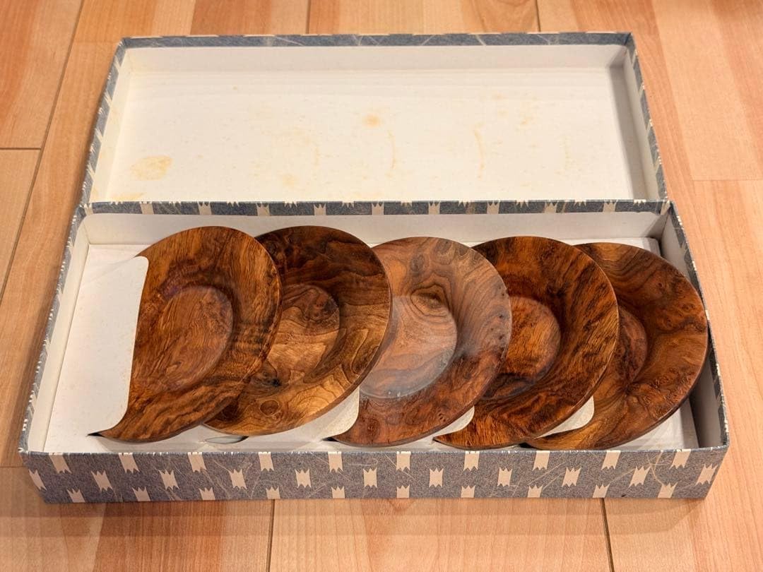 南部鉄器 釜師 鈴木盛久作 木の葉茶托 五客 共箱 V R9095 南部鉄器 釜