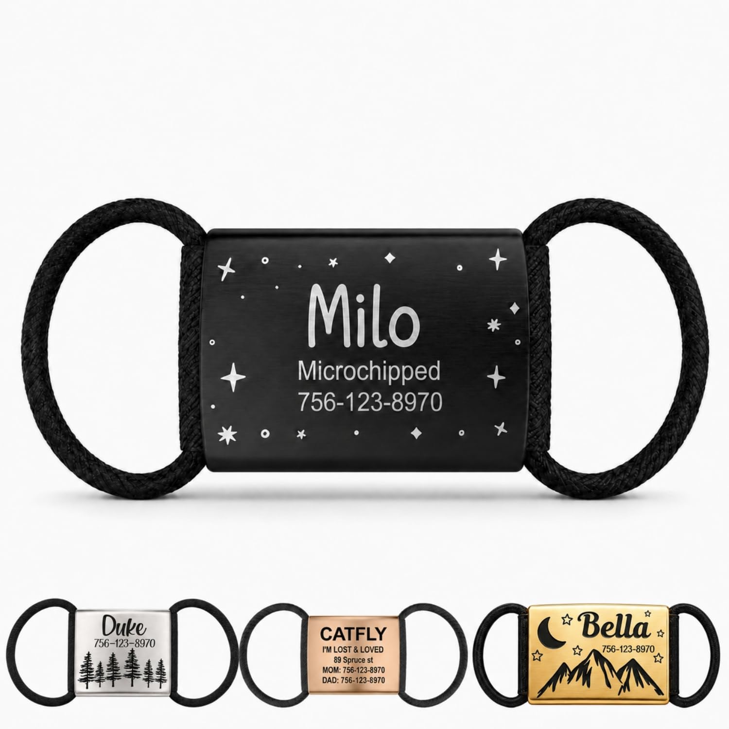Personalised Slide Pet ID Tag for Dogs Cats Deep Engraved in UK Pet Collar Name Plate 316 Stainless Steel Silent Pet ID Tags Name Phone Number Slide On Collar for Dogs Cats Horses Sheep S M L
