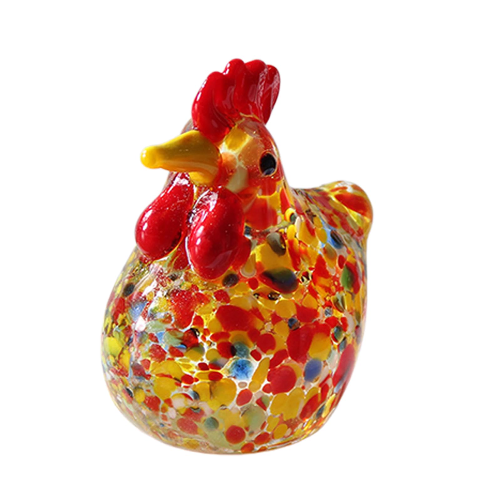 Limtula Glass Chicken Figurines Blown Glass Rooster Sculpture Collectible Art Glasses Ornament for Home Desktop Decors Chicken Figurines