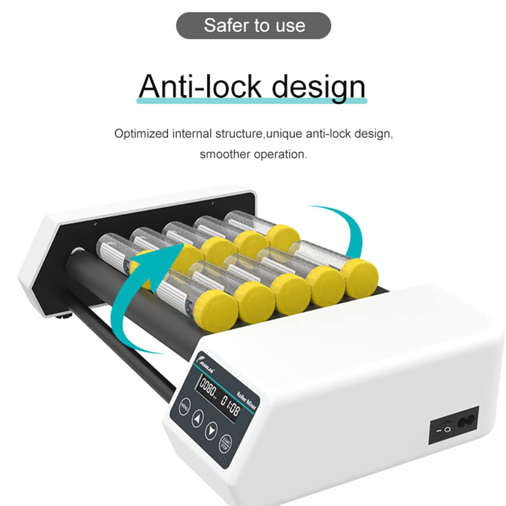 Agitatore Digitale Orbitale Compatto, Frullatore a Rulli, velocità Regolabile 20-80 RPM, Agitatori Rotatori Orbitali con modalità Timer E Display Digitale a LED per Laboratori E Aule,RM-8Pro