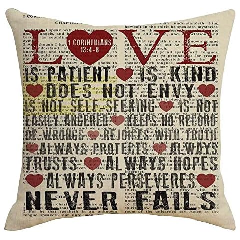 ZYCH Happy Valentine's Day Cotton Linen 18''X18'' Square Throw Pillow Case Cushion Cover for Home Sofa Bedding, 45X45CM Cover