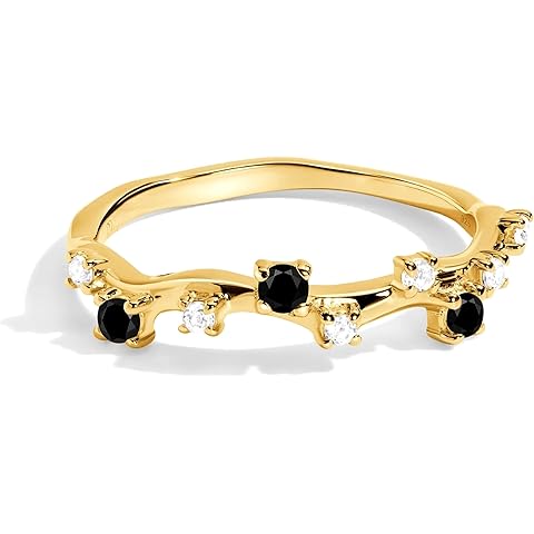 Moon Magic - Authentic Rainbow Moonstone Ring, Ruby, Garnet, Rose Quartz, Obsidian, Amethyst, Multi Color/Real 925 Sterling Silver - 18k Rose Yellow Gold Birthstone Rings for Women/Genuine Gemstones