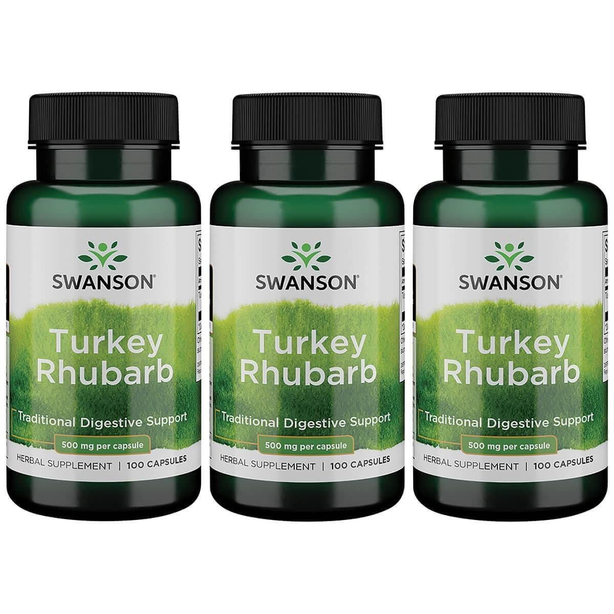 Swanson Turkey Rhubarb, Herbal Supplement 500 mg, 100 Capsules, 3 Pack 100 Count (Pack of 3)