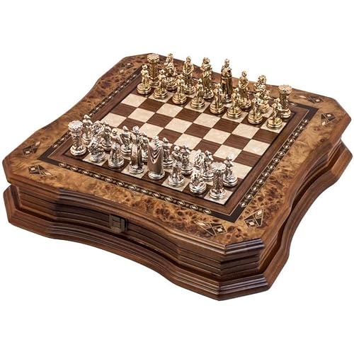 Handmade Chess Set Mosaic Art 15" - Wooden Chess shess Board with Metal Chess Pieces- Gift Item