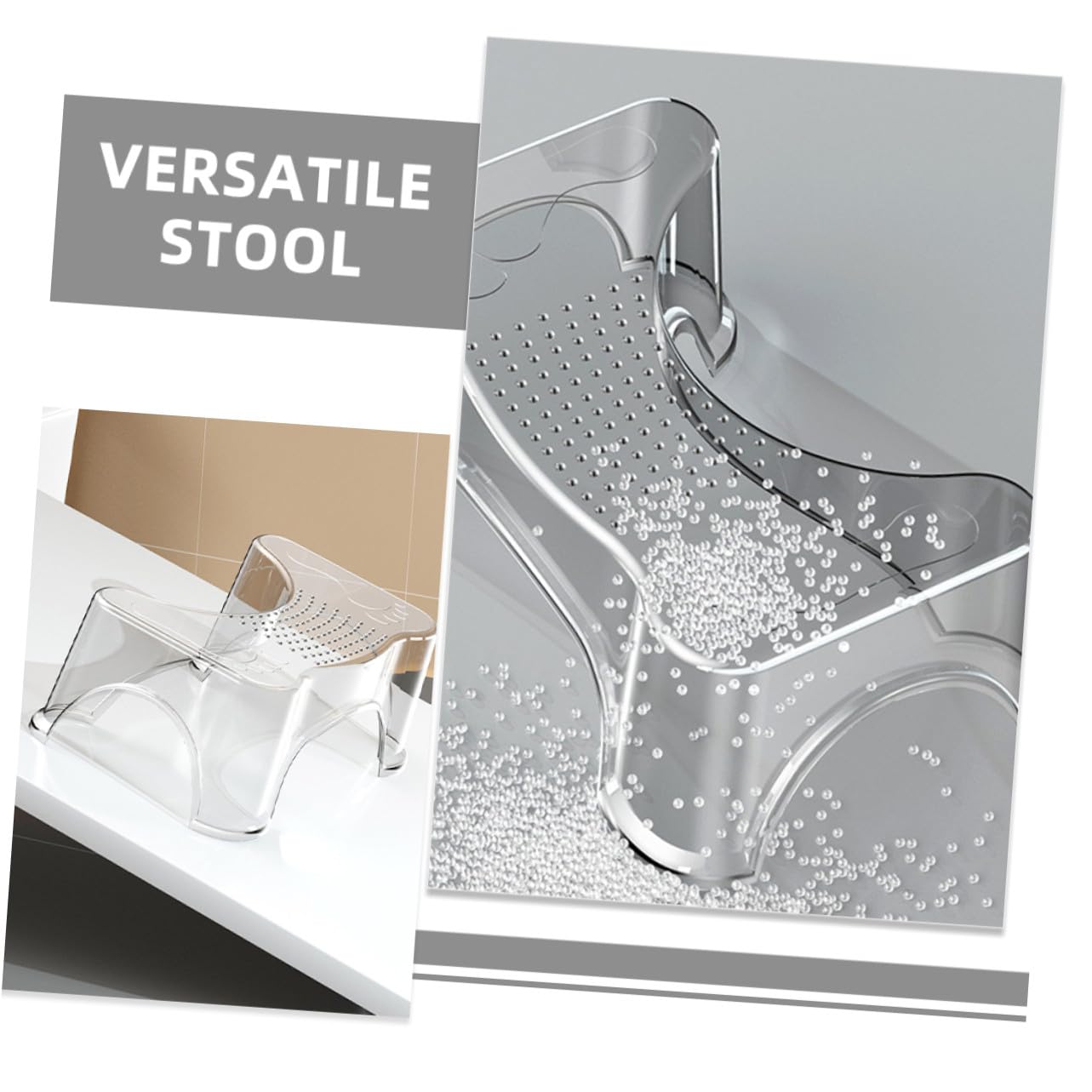 Sgabello per Wc Trasparente Antiscivolo Multifunzione Sgabello Bagno Elevato per Indipendenza e Allenamento Vasino Pedana per Toilette per Uso Quotidiano
