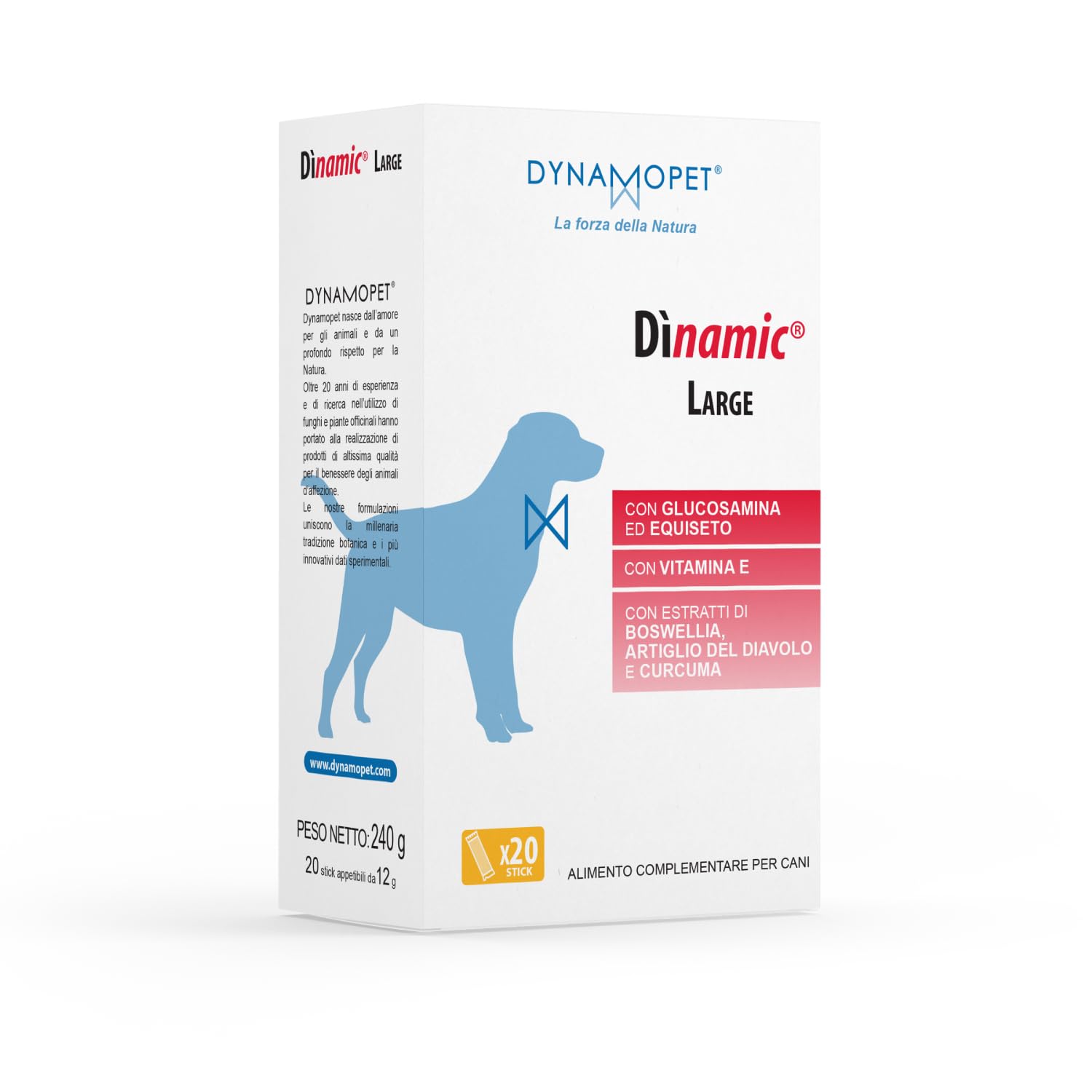 Integratore Articolazioni Cane Dìnamic Large - Alimento Complementare per il Benessere Articolare e Mobilità dei Cani con Glucosamina Condroitina Artiglio del Diavolo