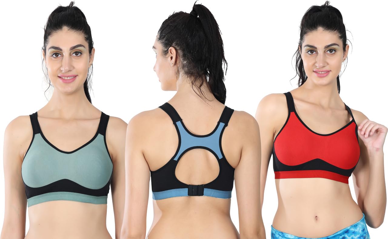 Sport Bra for Women Cotton Non-Padded Wired Gym Workout Bra with Regular Broad Strap-image-23