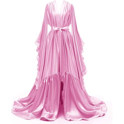 yinyyinhs Women's Bridal Robe Long Silk Satin Bridesmaid Wedding Robe Nightgown Bathrobe Sleepwear Maternity Photoshoot Robe