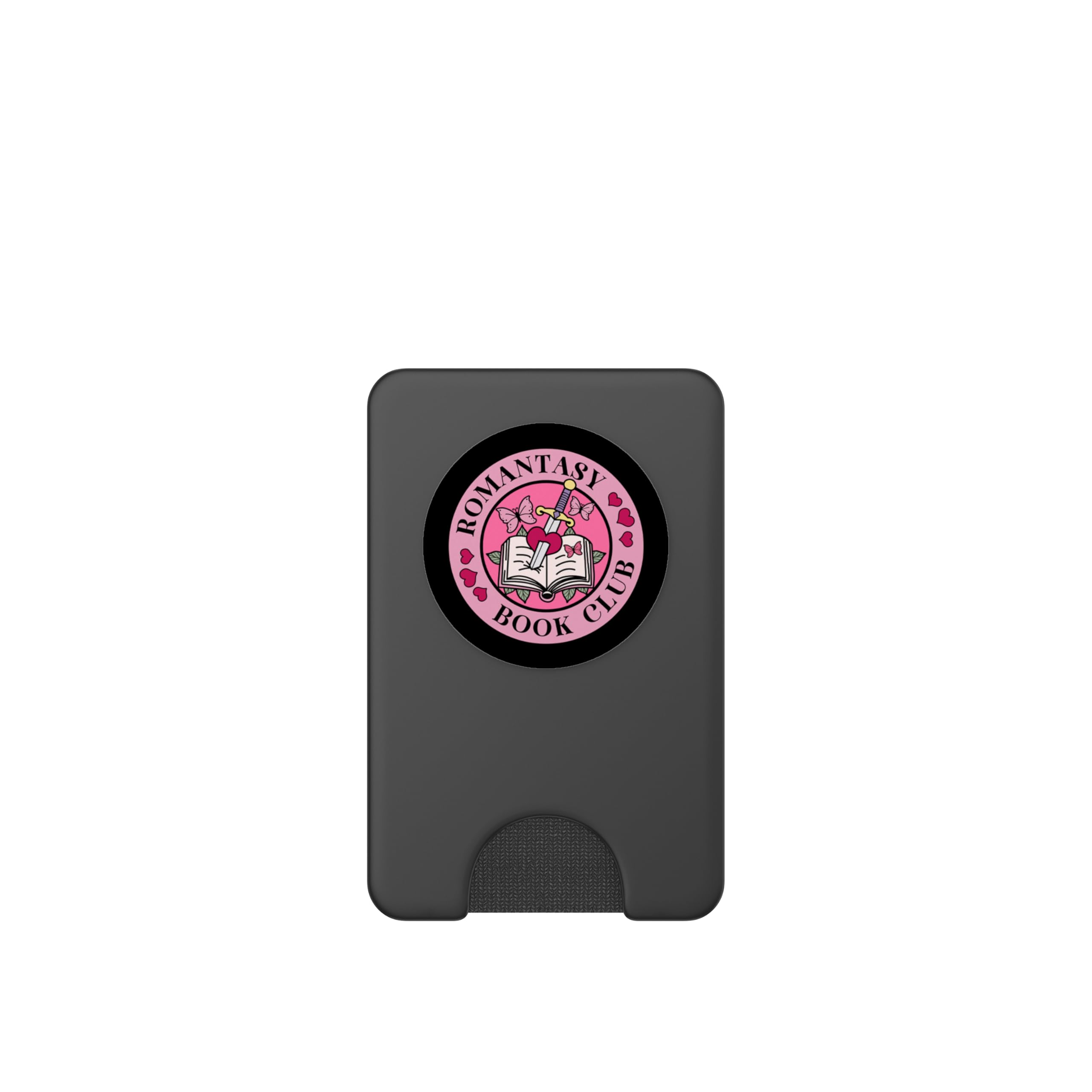 Romantasy Book Club The Reader Bookworm Pink Bookish PopSockets PopWallet for MagSafe, Black - Image 2