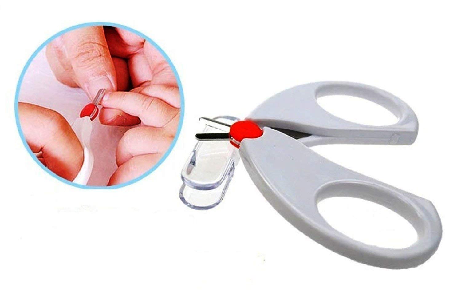 SEVEN HORSE TECH® Newborn Baby Toddler Child Safety Manicure Safe Nail Cutter Clippers Comfortable Scissors Circular Head Easy to Use with Dust Safety Cover Cap (Pack of 1 Scissor, Random Color)-image-48