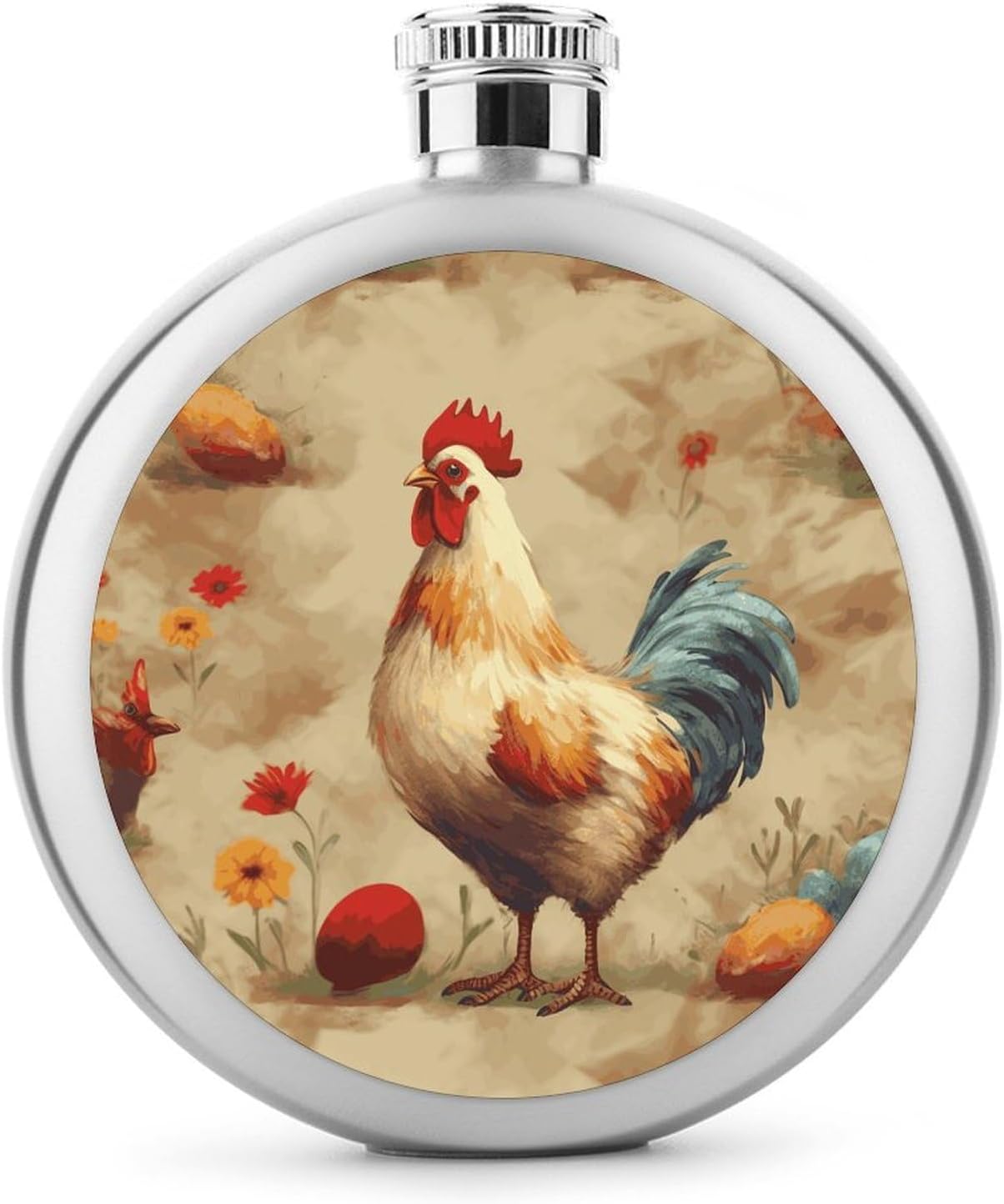 Chicken Animal Hip Flask Stainless Steel Round Liquor Flask 5 Oz Portable Pocket Drinking Flasks Bottle Leak Proof Liquid Container Personalized Gift for Wedding Party