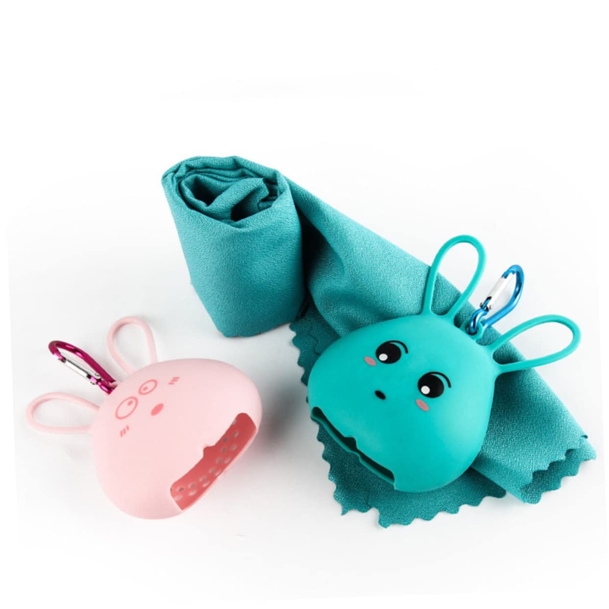 POPETPOP 4 Set Asciugamano Raffreddante Portatile Microfibra con Copertura Silicone Telo Rinfrescante per Sport Asciugatura per Allenamenti e Attività All